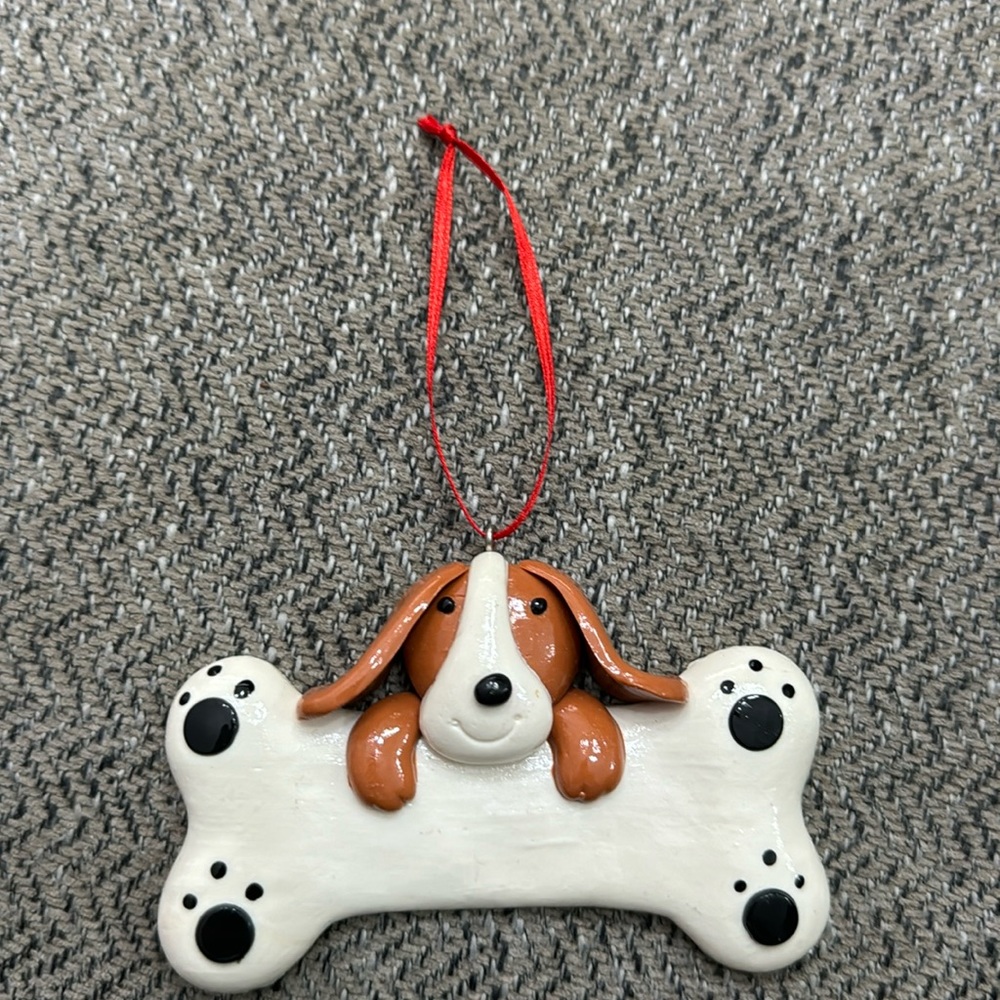 NEW Christmas Dog & Bone Ornament  personalize it 4”